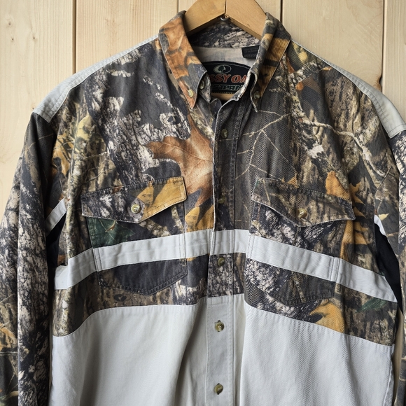 Mossy Oak Western By Roper Shooting Shirt Camo Button Shirt Hunting Mens Medium - Picture 2 of 10
